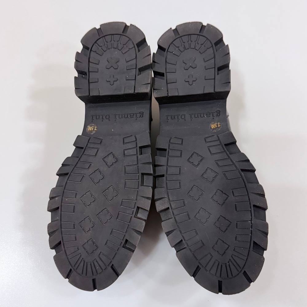 Gianni Bini Black Leather Lug Sole Penny Loafers - 7.5 Dark Academia Y2K Style - Picture 6 of 7